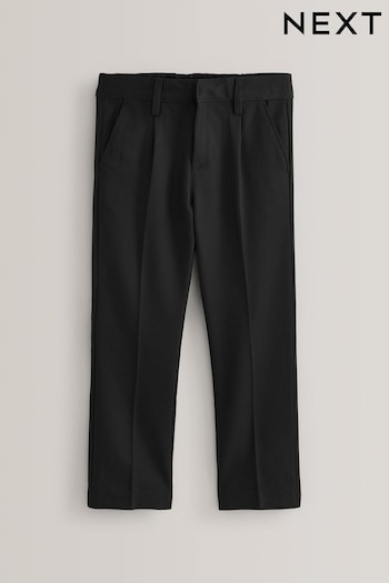 Black Regular Waist School Pleat Front Trousers White (3-17yrs) (183389) | £9 - £18