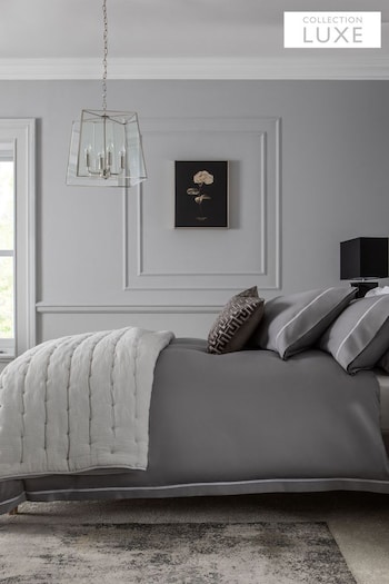 Grey Collection Luxe 600 Thread Count 100% Cotton Sateen Duvet Cover And Pillowcase Set (183480) | £60 - £92