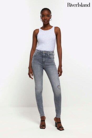 River Island Grey High Rise Jeans (183755) | £48