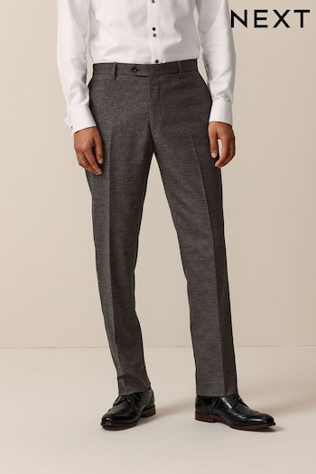 Brown Tailored Fit Trimmed Texture Suit Trousers (184164) | £45