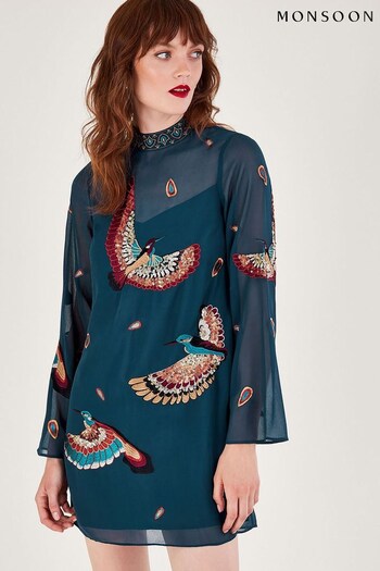 Monsoon Blue Baylie Embellished Tunic Dress (184230) | £125