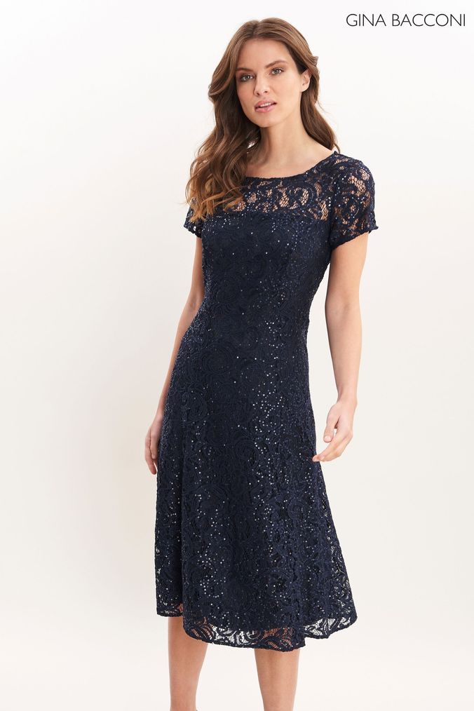 Gina bacconi navy sales lace dress