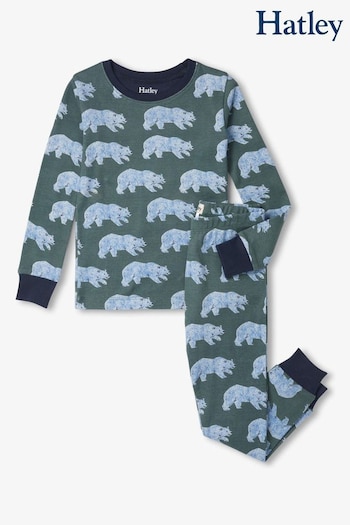 Hatley Green Roaming Bear Cotton Pajama Set (184368) | £32