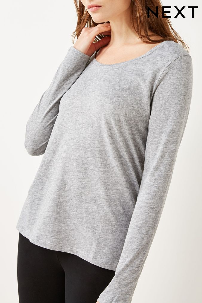 Grey long sleeve t shirt clearance