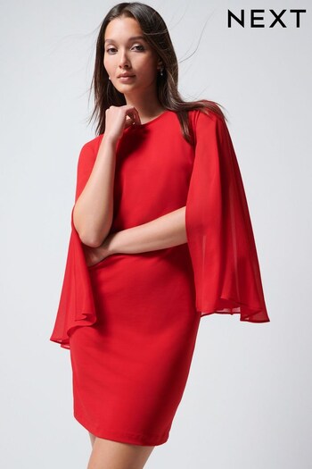Red Long Sleeve Cape Mini Dress (184836) | £48
