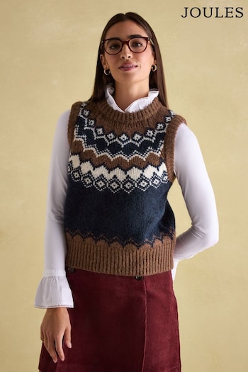 Joules Lowry Cream/Navy Knitted Fair Isle Vest (184862) | £0