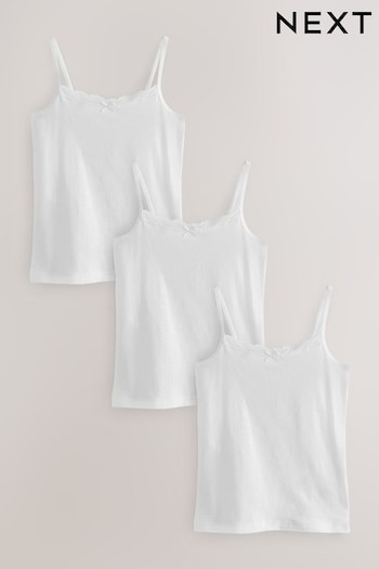 White Lace Trim Cami Vest 3 Pack (1.5-16yrs) (185023) | £6 - £9