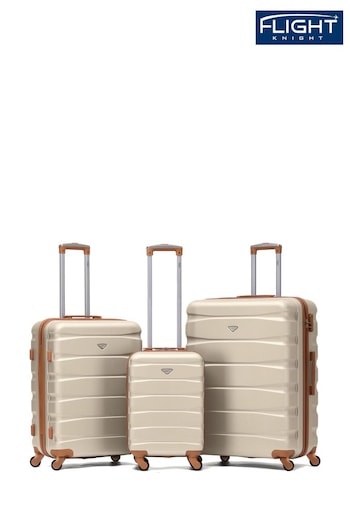 Flight Knight Black Set of 3 Hardcase Large Check in Suitcases and Cabin Case (185092) | £150