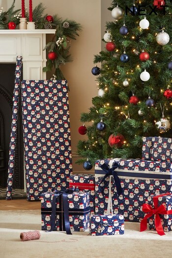 Navy Blue Santa Extra Wide 10 Metre Christmas Wrapping Paper (185350) | £7