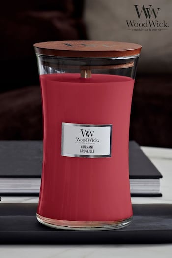 Woodwick Red Large Hourglass Scented Candle with Crackle Wick Currant (185387) | £33
