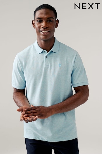 Aqua Blue Marl Regular Fit Short Sleeve Pique Polo Donol Shirt (185926) | £18