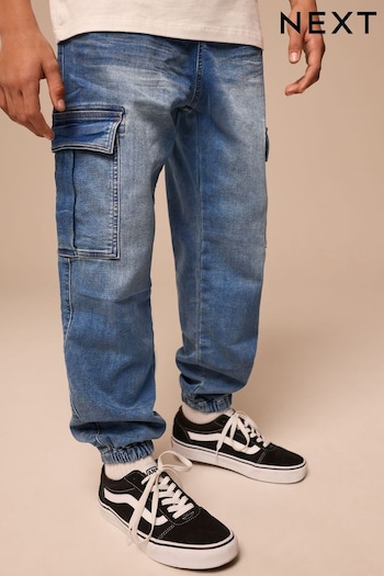 Vintage Blue Cargo Jeans With Elasticated Waist (3-16yrs) (186200) | £16 - £21