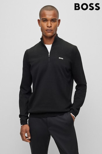 BOSS Black Perforation Structured Half Zip Knitted Jumper (186670) | £169