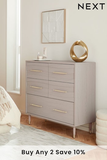 Grey Adelaide Oak Effect 5 Drawer Chest of Drawers (186721) | £425