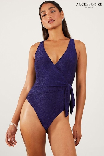 Accessorize Blue Shimmer Deep V-Neck Swimsuit (186942) | £42
