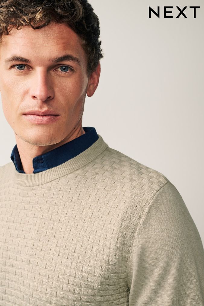 Buy Men s Jumpers Mock Shirt Neck Knitwear Online Next UK