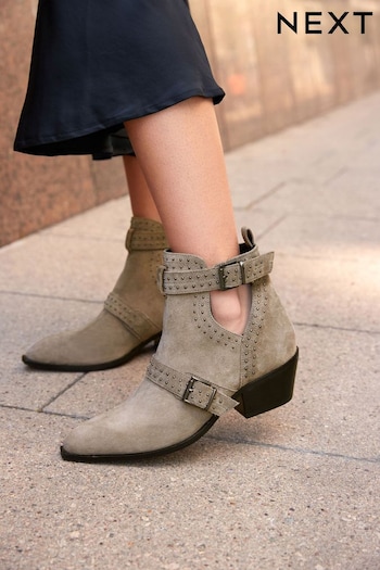 Mink Brown Forever Comfort® Stud Detail Cut-Out Ankle Boots (187068) | £69