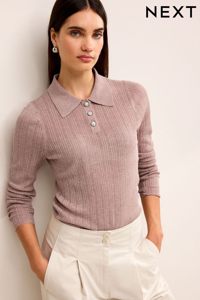 Sweater with shirt hotsell collar attached womens