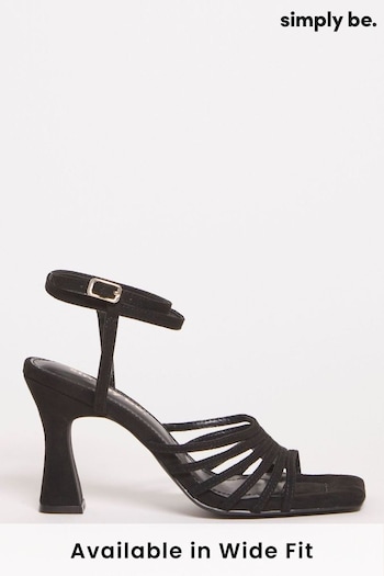 Simply Be Wide Fit Black Ankle Tie Caged Heel Sandals (187337) | £35