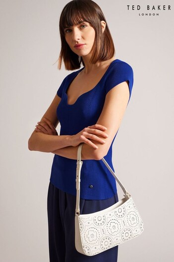 Ted Baker Blue Cyndiy Engineered Rib Fitted Knit Top (187496) | £85