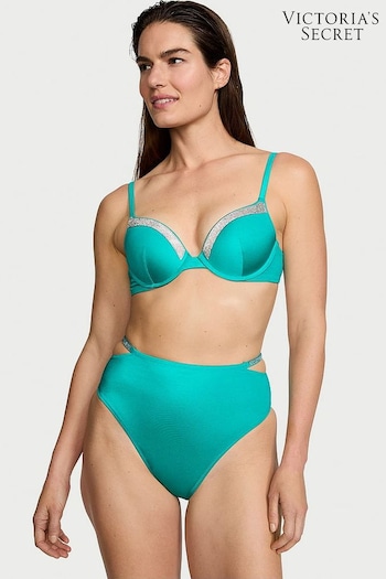 Victoria's Secret Capri Sea Blue Push Up Shine Strap Swim Bikini Top (187531) | £65