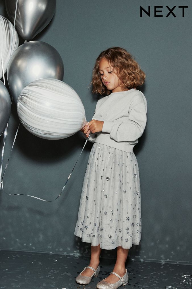 Silver pleated outlet skirt 30