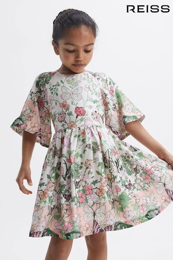 Reiss Ivory Print Marnie Junior Floral Print Bell Sleeve Dress (187628) | £65