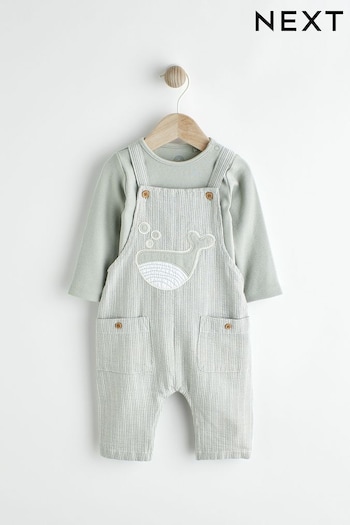 Grey Whale Woven Baby Dungarees And Bodysuit Set (0mths-2yrs) (187641) | £20 - £22