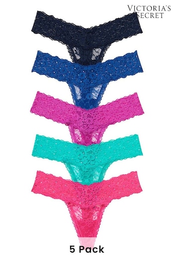 Victoria's Secret Black/Blue/Pink/Green Thong Lace Knickers Multipack (187725) | £27