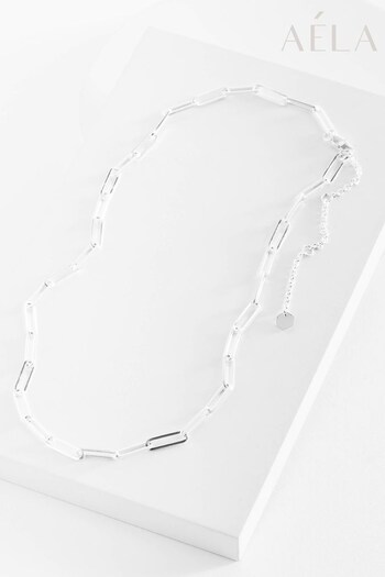 Aela Stainless Steel Paperclip Link Chain Necklace (187772) | £20