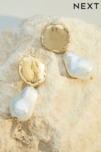 10 Carat Gold Plated N. Premium Pearl Drop Earring Made with Recycled Brass (187803) | £30