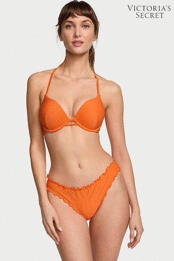 Victoria's Secret Sunset Orange Fishnet Add 2 Cups Push Up Swim Bikini Top (187815) | £48