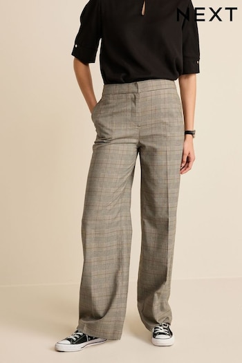 Grey Smart Check Wide Leg Trousers Trend (188240) | £39