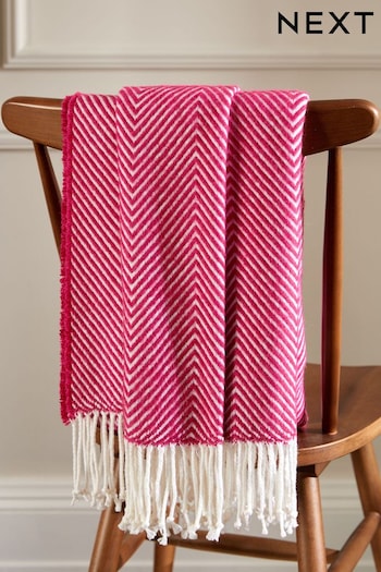 Fuchsia Pink Herringbone Throw (188534) | £26