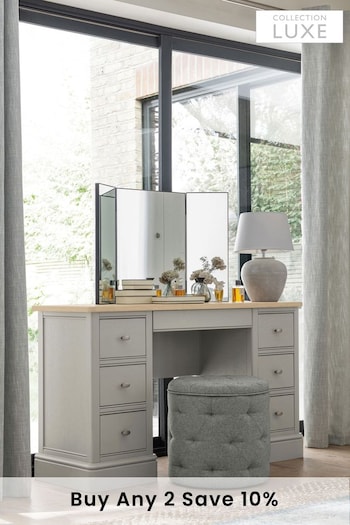 Grey Hampton Painted Oak Collection Luxe Storage Console Dressing Table (188572) | £875