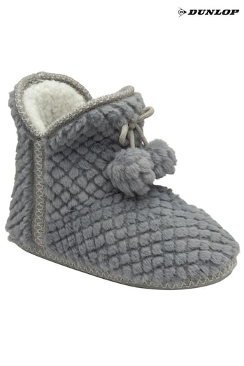 Dunlop Grey Ladies Waffle Bootee Slippers (188660) | £22