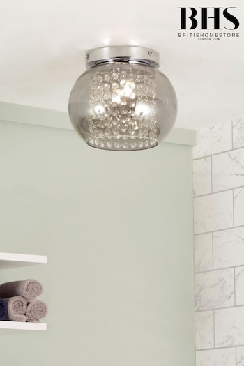 BHS Chrome Megara 2lt Cloche Bathroom Flush Ceiling Light (188688) | £70