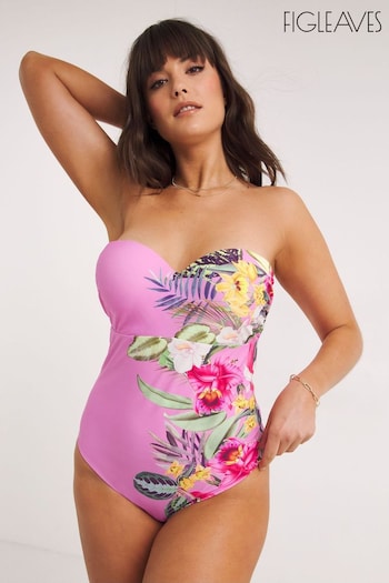 Figleaves Pink Fiji Underwired Bandeau Swimsuit (188695) | £50