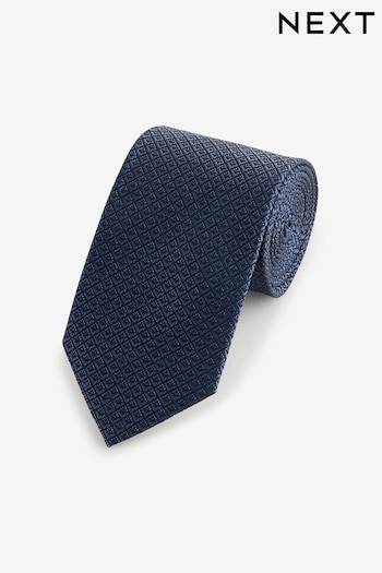 Steel Blue Geometric Textured Tie (188737) | £20