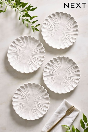 White Set of 4 Flower Side Plates (188754) | £26