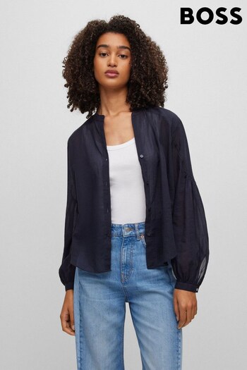 BOSS Blue Relaxed Fit Collarless Blouse (188768) | £119