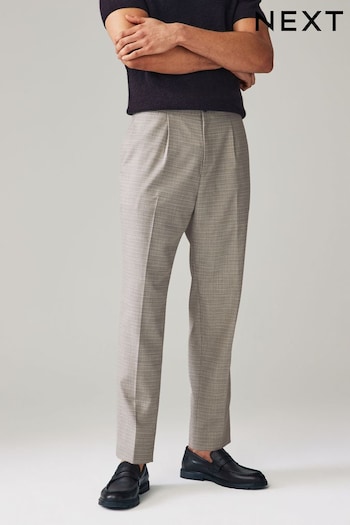 Stone Slim Tapered Textured Side Adjuster Trousers (188806) | £34