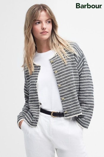 Barbour® Grey Rei Stripe Knitted Cardigan (188904) | £109