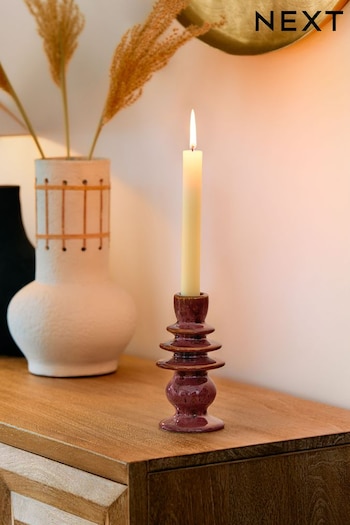 Red Moroccan Inspired Ceramic Taper Candle Holder (189049) | £8