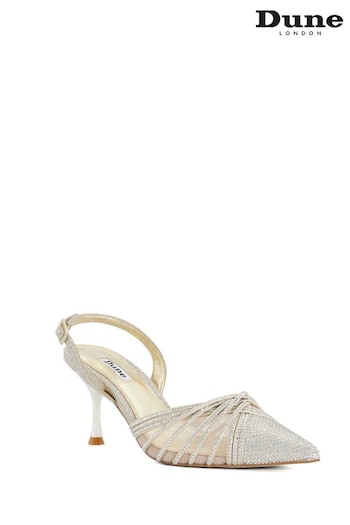 Dune London Cloudia Crystal Strap Slingback Nude Gap Sandals (189487) | £135