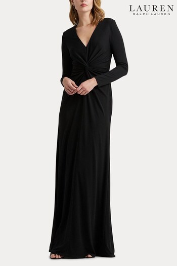 Lauren Ralph Lauren Black Twist Front Stretch Jersey Gown (189519) | £279