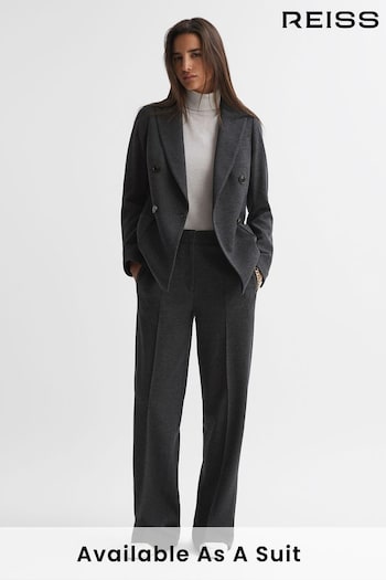 Reiss Grey Melange Iria Double Breasted Wool Blend Suit Blazer (189656) | £268