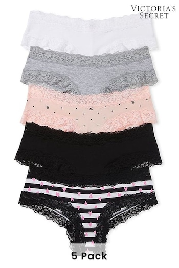 Victoria's Secret White/Grey/Pink/Black Cheeky Cotton Knickers Multipack (189662) | £27