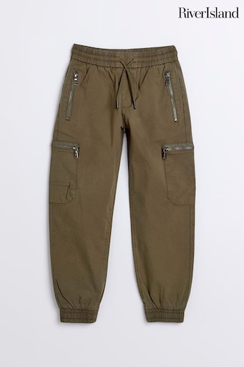 River Island Boys Green Zippy Cargo Trousers (189684) | £18