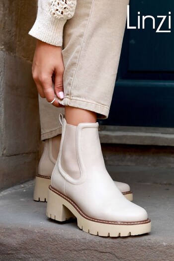 Linzi Cream Linzi Cream Esther Heeled Ankle Nathan Boots With Chunky Sole (189941) | £45
